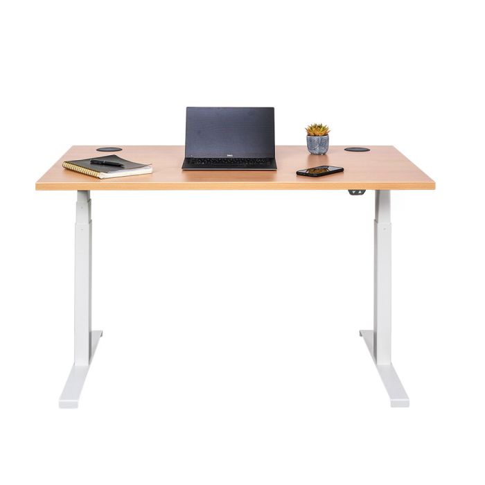 DeskRite 550 Electric Sit-Stand Desk - Ash/White - front view