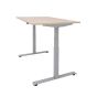 DeskRite 350 Electric Sit-Stand Desk - ash desk and silver frame, side angle view