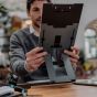 BakkerElkhuizen Ergo-Q Hybrid Pro Laptop/Tablet Stand - lifestyle shot, showing tablet setup