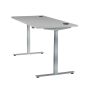 JOSHO Homeworker Electric Sit-Stand Desk - grey desk and silver frame, front side view