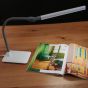 Daylight Company UnoPro Table Lamp - lifestyle shot, using the lamp to read